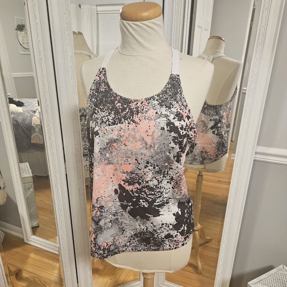 Fabletics Athletic Top Pink/Gray/Black Size M
